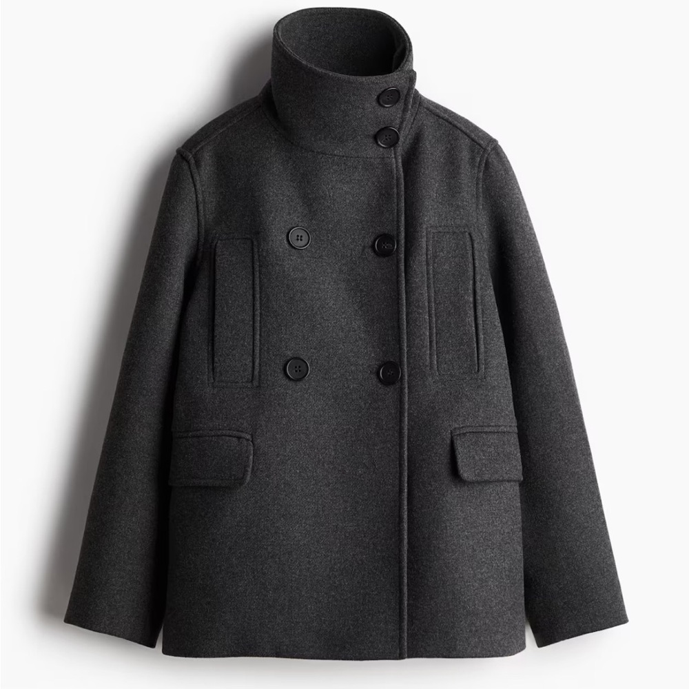 H&M Dark Gray Double-Breasted Coat